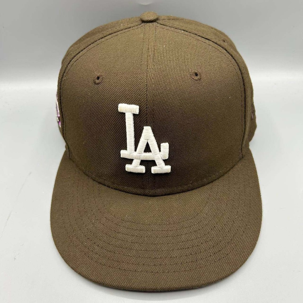 Los Angeles LA Dodgers MLB Hat Men 7 1/2 Brown Purple 59Fifty New Era Fitted Cap
